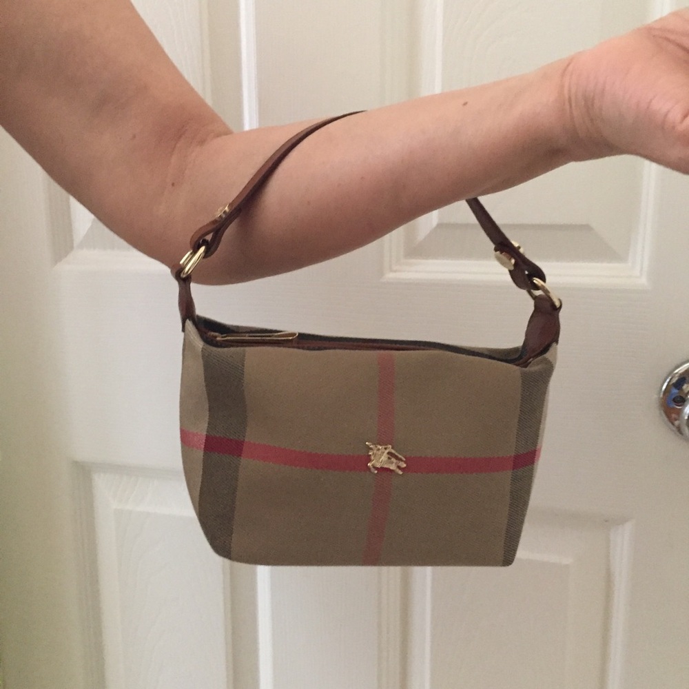 Burberry Beige Check Mini Shoulder Bag with Pink Accent - Picture 3 of 4